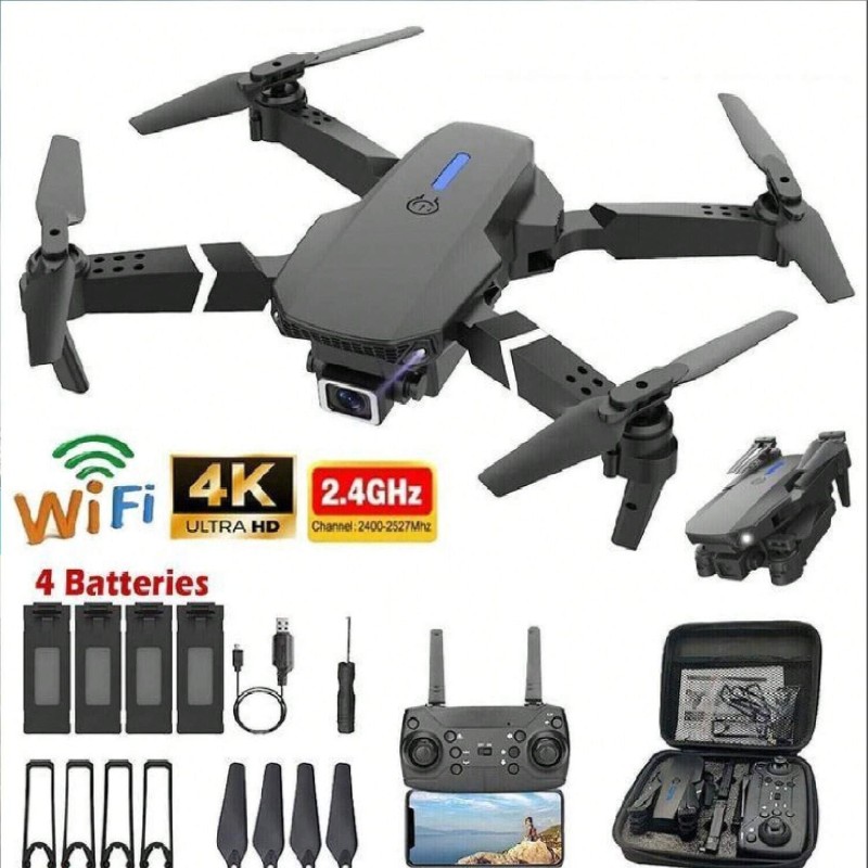 Dual Camera Foldable Drone With Obstacle Avoidance, App Control, 4K Video, FPV Live Feed - RC Quadcopter For Adults & Youngsters