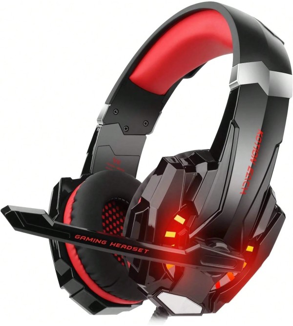 G9000 Red Gaming Headset, Surround Stereo Game Headphones | Noise Cancelling Mic, LED Lights | For PS , PC Computer Games