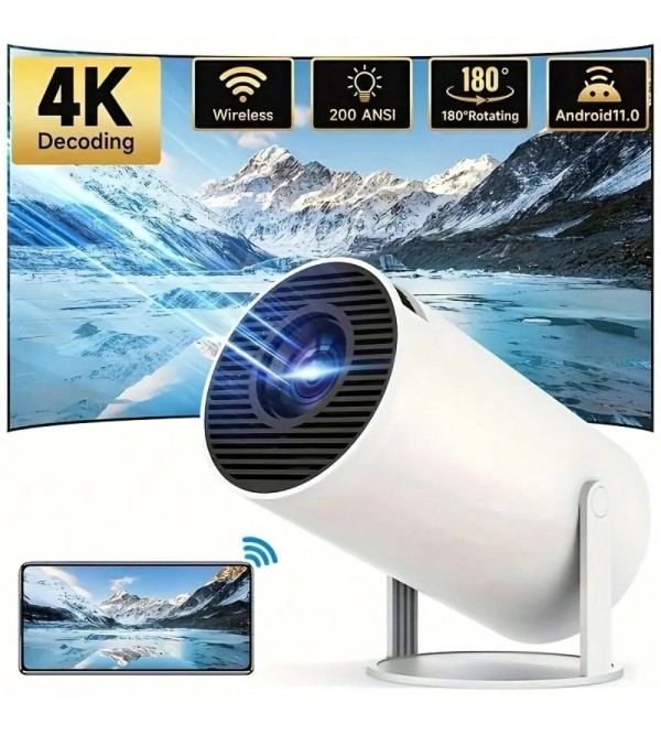 HY300 Mini Projector - Smart Android 11.0 Dual WIFI Full HD 720P 4k Portable Home Cinema Outdoor Theater - For Entertainment Enthusiasts - Perfect For Movie Nights & Gaming