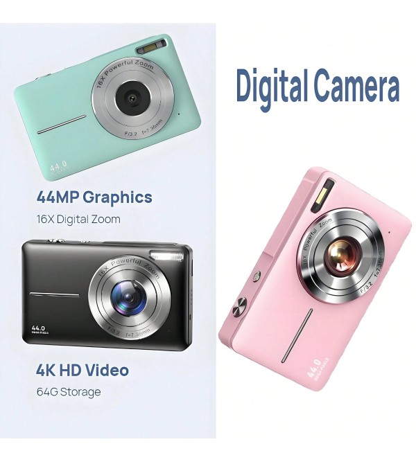 44MP High Definition Digital Camera - 16X Optical Zoom, FHD 1080P, Stabilized, Compact & Portable - Great For Vlogging, Beginners, Includes 32G TF Card, Rechargeable Battery, Camera Functions, Perfect Holiday Gift 44MP High Definition Digital Camera - 16X Optical Zoom, FHD 1080P, Stabilized, Compact & Portable - Great For Vlogging, Beginners, Includes 32G TF Card, Rechargeable Battery, Camera Functions, Perfect Holiday Gift