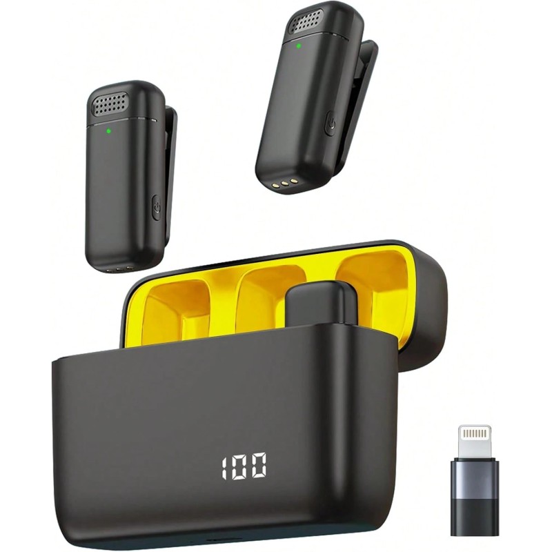 Wireless Lavalier Microphone For IPhone, Android, And Camera, Noise-Cancelling IPhone Microphone With Long Battery Life And Portable Charging Case,Lapel Microphone Wireless For Video Recording