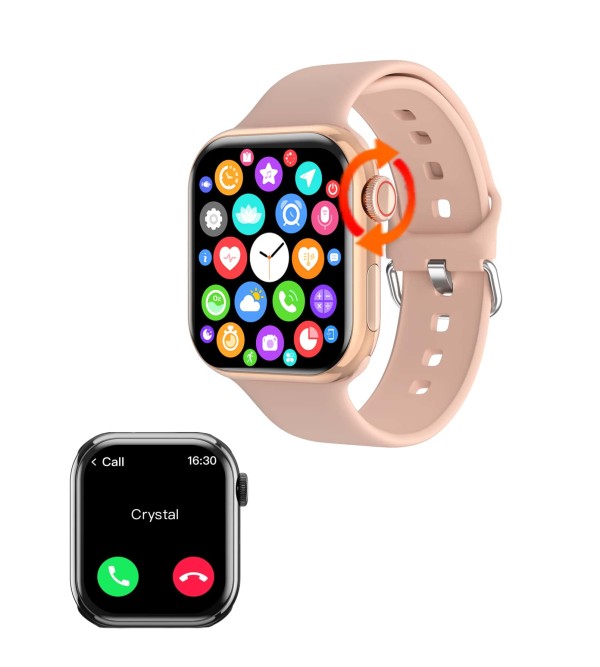 1pc Bluetooth-Enabled Men's/Women's Pink Silicone Strap Smartwatch With 2.05inch Full Touch Square Screen, Sporty Heart Rate Monitoring And Calls, Compatible With Androids And IPhones (IOS),