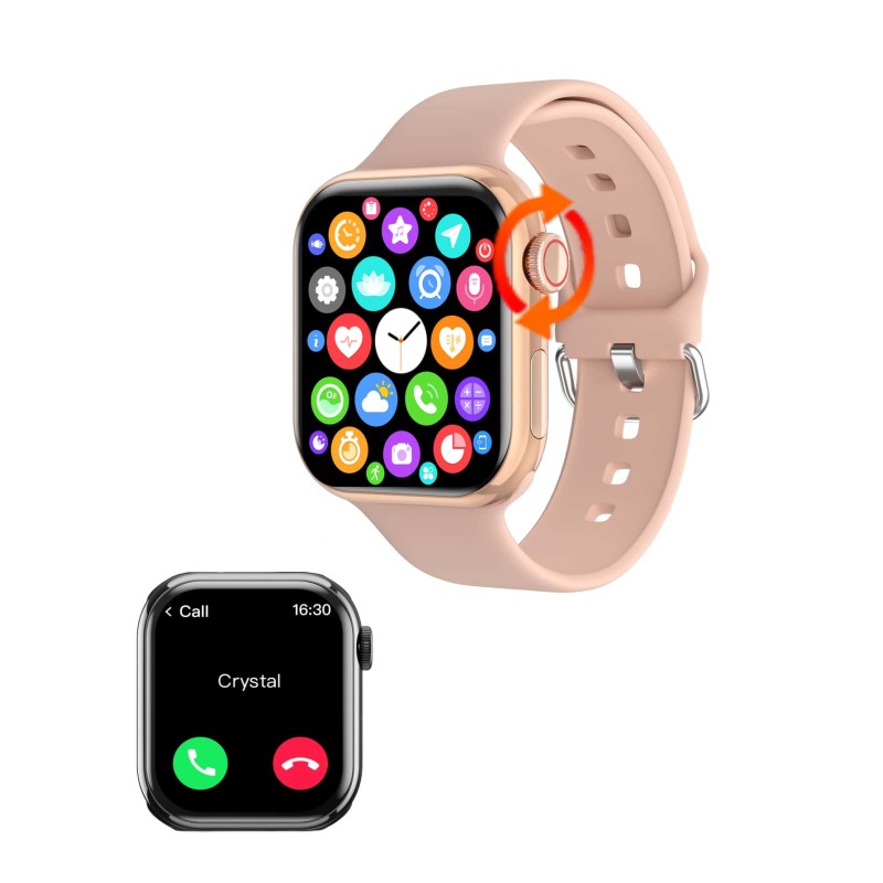 1pc Bluetooth-Enabled Men's/Women's Pink Silicone Strap Smartwatch With 2.05inch Full Touch Square Screen, Sporty Heart Rate Monitoring And Calls, Compatible With Androids And IPhones (IOS),