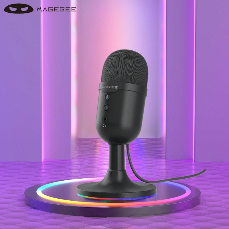 MageGee USB Microphone, RGB Noise Reduction Microphone Great For Streaming Podcast Vocal Recording, Volume Gain Tap-To-Mute Plug And Play Gaming Mic For PC, , P.S4/5
