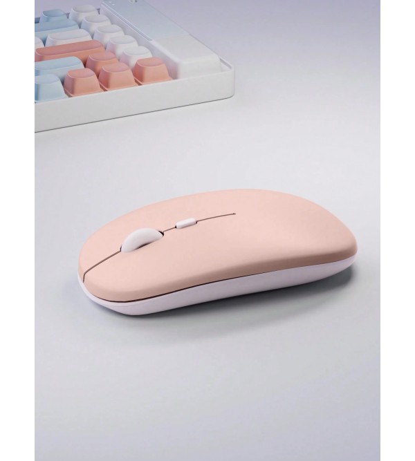 1pc Bluetooth Mouse Compatible With Ipad And Laptop Wireless Silent Mouse (Battery Not Included)-Pink