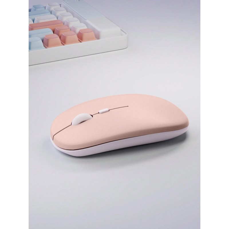 1pc Bluetooth Mouse Compatible With Ipad And Laptop Wireless Silent Mouse (Battery Not Included)-Pink
