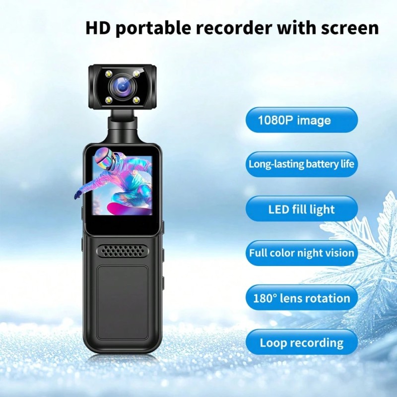 Body Camera With Audio And Video Recording 1080P FHD Mini Wearable Body Worn Cam Portable Small Personal Camcorder Sport Action Outdoor Video Recorder