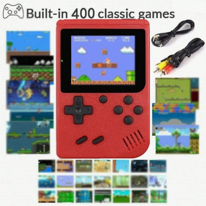 1pc Macaron Mini 400 In 1 Gaming Console Big Screen Handheld Retro Classic Game Player With 1020 MAh Large Battery Portable Game Console Retro Gaming Machine(1 Player/2 Player)